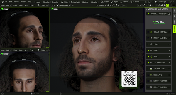 Verziel 3D modeling wireframe interface workflow