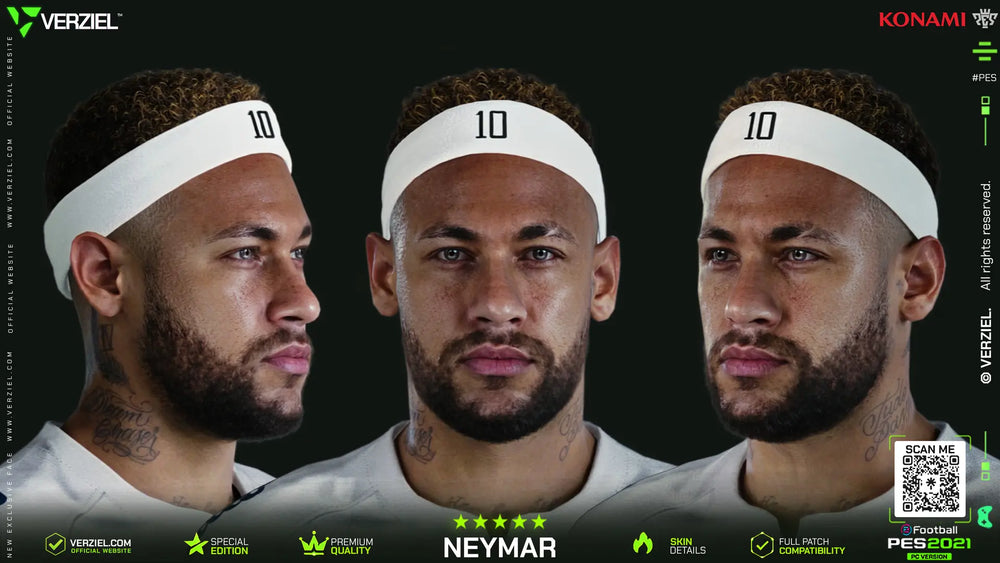 Neymar Jr 🇧🇷 │ Face – PES 2021 PC 🔥🎮 — #10 Headband Edition